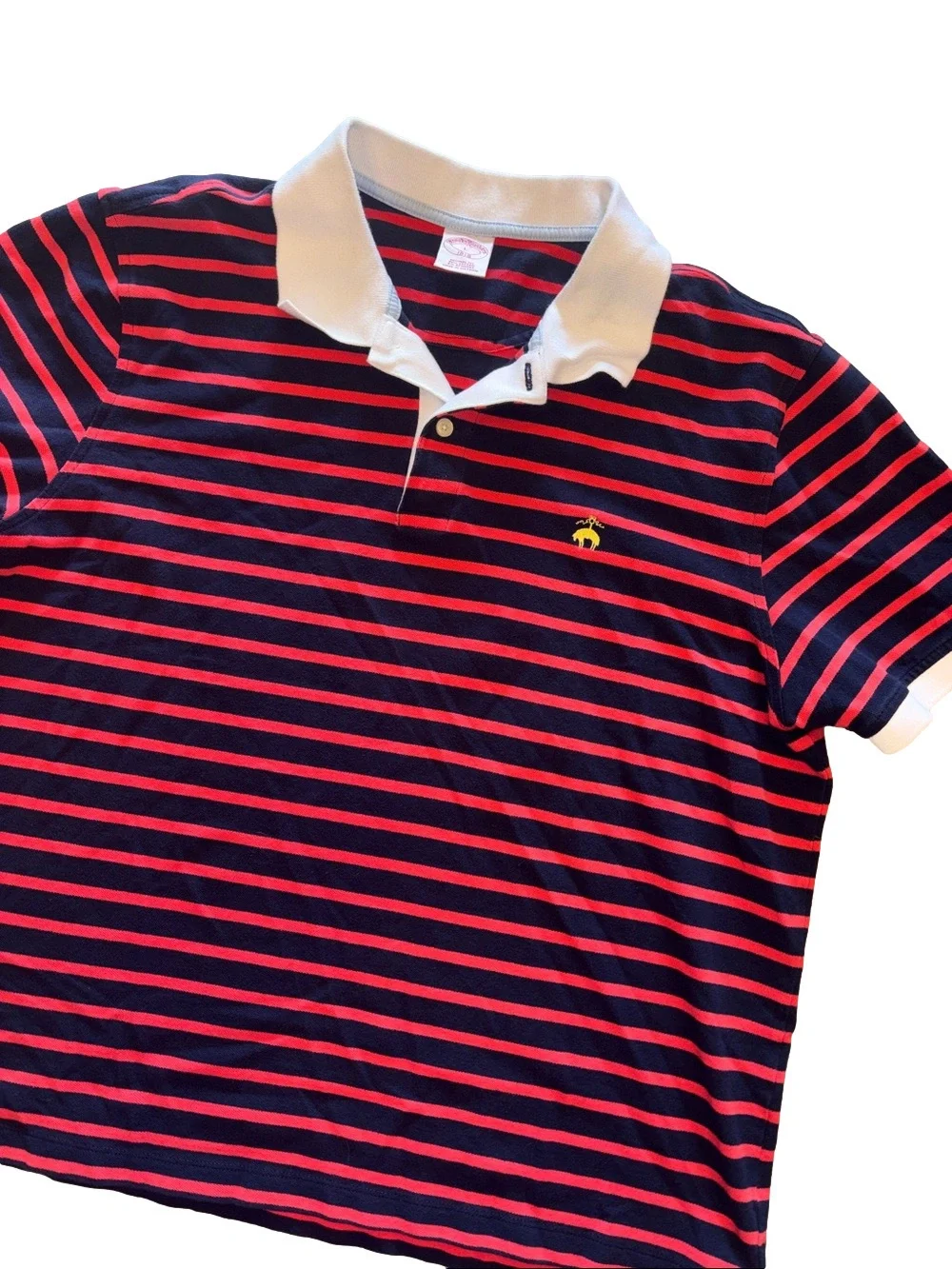 Brooks Brothers Mens Navy and coral Striped Golf Polo Shirt
